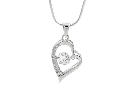 14361 stribrny nahrdelnik s priveskem srdce a pohyblivym zirkonem crystal stribro 925 1000