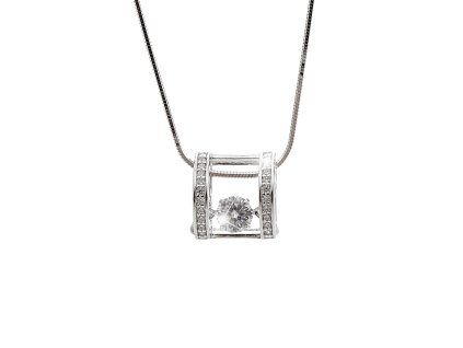 14364 stribrny nahrdelnik s priveskem oblouku a pohyblivym zirkonem crystal stribro 925 1000