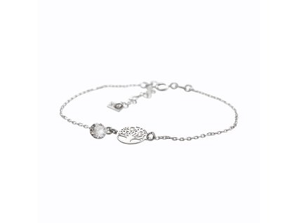 14424 stribrny naramek s priveskem stromu zivota a krystalu swarovski crystal stribro 925 1000