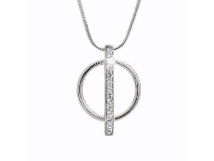 14439 stribrny nahrdelnik s priveskem kruhu s carkou a krystaly swarovski crystal stribro 925 1000