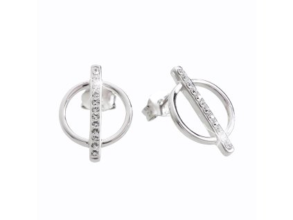 14442 stribrne nausnice puzety ve tvaru kruhu s carkou s krystaly swarovski crystal stribro 925 1000