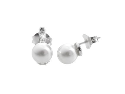 14460 stribrne nausnice puzety s bilou perlou a krystaly swarovski na carce crystal stribro 925 1000