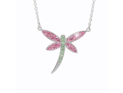 14469 stribrny nahrdelnik s priveskem vazky osazeny krystaly swarovski rosa stribro 925 1000