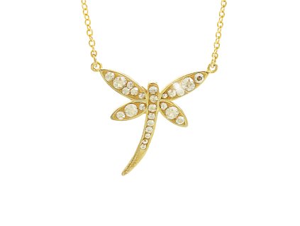 14475 stribrny pozlaceny nahrdelnik s priveskem vazky osazeny krystaly swarovski golden stribro 925 1000