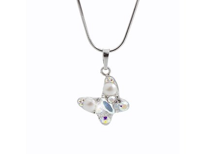 14508 stribrny nahrdelnik s priveskem motyla a krystaly swarovski white stredni stribro 925 1000