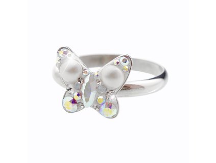 14523 stribrny prsten motyl a krystaly swarovski white stribro 925 1000
