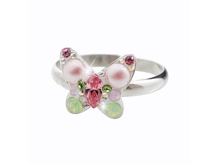 14526 stribrny prsten motyl a krystaly swarovski multi stribro 925 1000