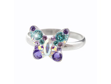 14529 stribrny prsten motyl a krystaly swarovski purple stribro 925 1000