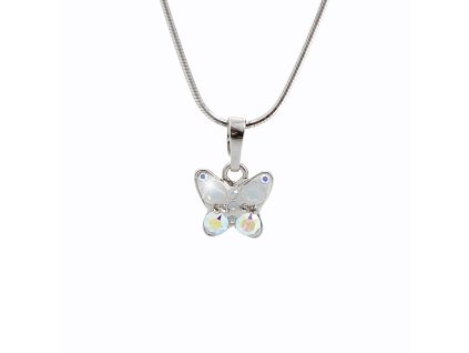 14535 stribrny nahrdelnik s priveskem motyla a krystaly swarovski white maly stribro 925 1000