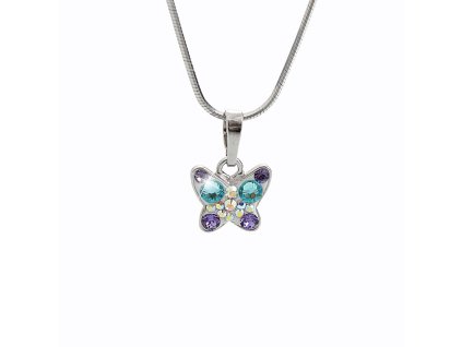 14541 stribrny nahrdelnik s priveskem motyla a krystaly swarovski purple maly stribro 925 1000