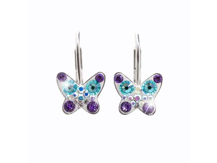 14553 stribrne nausnice klapky motyl a krystaly swarovski purple male stribro 925 1000