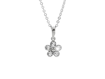 14559 stribrny nahrdelnik s priveskem kyticky a peti krystaly swarovski crystal stribro 925 1000