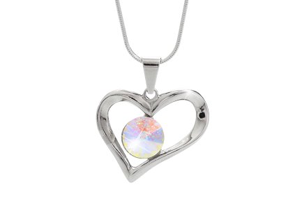 14571 stribrny nahrdelnik s priveskem srdce v jehoz stredu je rivolka swarovski ab stribro 925 1000