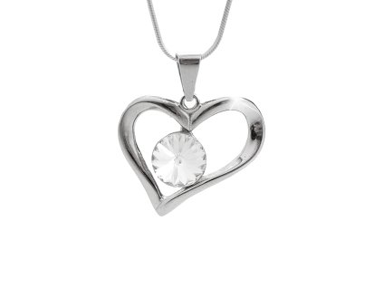 14574 stribrny nahrdelnik s priveskem srdce v jehoz stredu je rivolka swarovski crystal stribro 925 1000