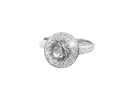 14580 stribrny prsten s kulatym luzkem a krystaly swarovski po obvodu satonu crystal stribro 925 1000