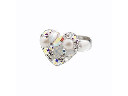 14688 stribrny prsten srdce s krystaly swarovski white stribro 925 1000