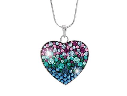 14700 stribrny nahrdelnik s priveskem srdce a krystaly swarovski pavi velky stribro 925 1000