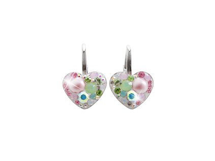 14721 stribrne nausnice klapky srdce a krystaly swarovski multi maly stribro 925 1000