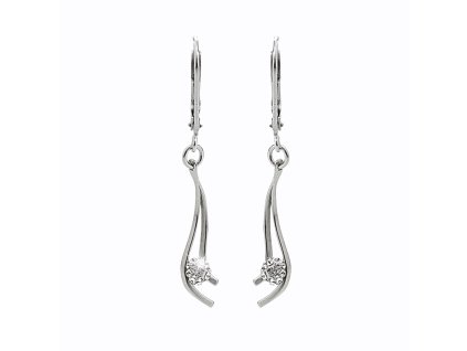 14730 stribrne nausnice klapky s priveskem dvou vlnek svirajicich kulicku s krystaly swarovski crystal stribro 925 1000