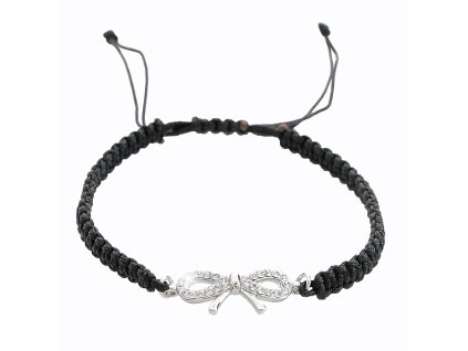 14841 pleteny naramek ze snurek se stribrnym priveskem masle a krystaly swarovski crystal stribro 925 1000