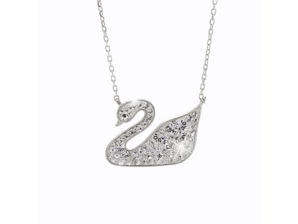 14844 stribrny nahrdelnik s priveskem labute a krystaly swarovski crystal stribro 925 1000