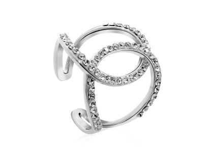 14889 stribrny prsten dva obloucky propojene do sebe osazeny krystaly swarovski crystal stribro 925 1000