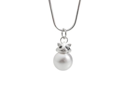 14940 stribrny nahrdelnik s priveskem ve tvaru pandy ozdobeny bilou perlou stribro 925 1000