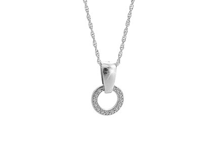 14952 stribrny nahrdelnik s priveskem krouzku v kovovem ovalku a krystaly swarovski crystal stribro 925 1000