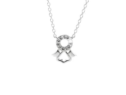 15015 stribrny nahrdelnik s priveskem andela jehoz hlavicka je osazena krystaly swarovski crystal stribro 925 1000
