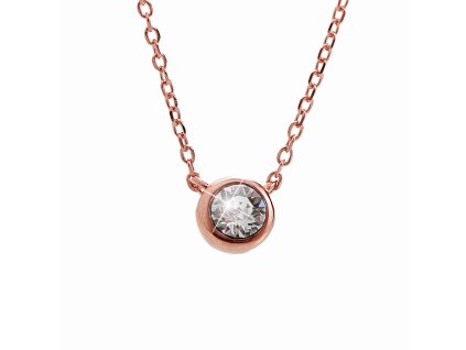 15033 stribrny ruzove zlaty nahrdelnik zdobeny jednim krystalem swarovski crystal stribro 925 1000