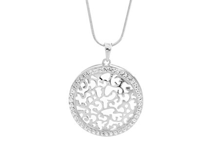 15072 stribrny nahrdelnik s prorezavanym priveskem abstraktnich tvaru a krystaly swarovski crystal stribro 925 1000