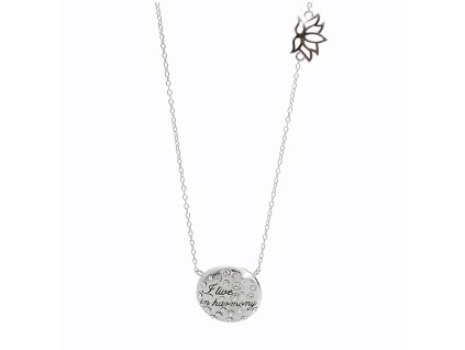 15087 stribrny nahrdelnik s medailonkem i live in harmony a krystaly swarovski crystal stribro 925 1000