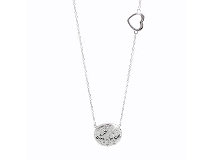 15093 stribrny nahrdelnik s medailonkem i love my life a krystaly swarovski crystal stribro 925 1000