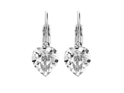 15110 nausnice klapky z bizuterni slitiny s malym krystalem tvaru srdce swarovski crystal