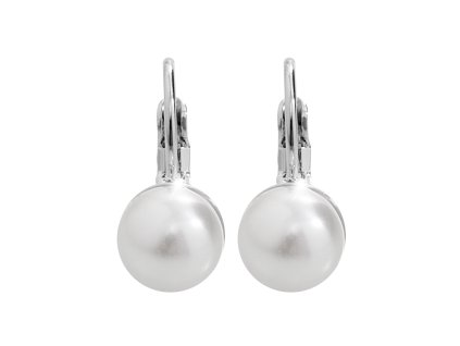 15407 nausnice klapky z bizuterni slitiny samostatna perla 8mm white