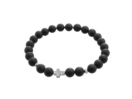 15558 pansky naramek z onyxovych koralu doplneny o krizek