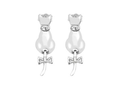 15567 nausnice puzety z bizuterni slitiny kocka s pohyblivym ocaskem a s krystaly swarovski crystal