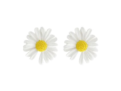 15675 nausnice puzety z bizuterni slitiny smaltovana kopretina