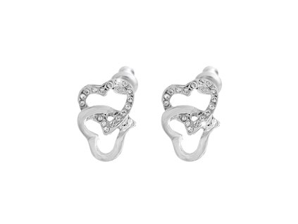 16399 nausnice puzety z bizuterni slitiny dve propletena srdicka s krystaly swarovski crysrtal