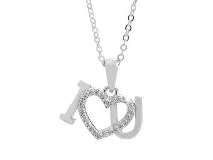 16429 stribrny nahrdelnik napis i love you s kubickymi zirkony crystal stribro 925 1000