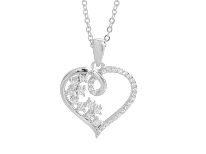 16432 stribrny nahrdelnik srdce s kubickymi zirkony crystal stribro 925 1000