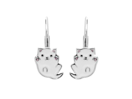 16444 stribrne detske nausnice klapky kocicka s barevnym smaltem stribro 925 1000