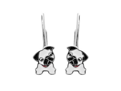 16450 stribrne detske nausnice klapky pejsek s barevnym smaltem stribro 925 1000