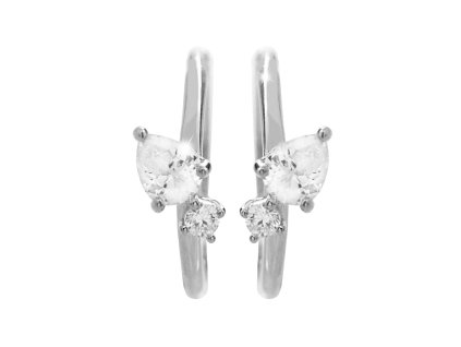 16465 stribrne nausnice krouzky s kulatym a kapkovitym kubickym zirkonem crystal stribro 925 1000