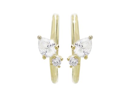 16468 pozlacene stribrne nausnice krouzky s kulatym a kapkovitym kubickym zirkonem crystal stribro 925 1000