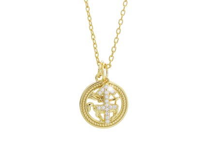 16528 pozlaceny stribrny nahrdelnik dva privesky znameni zverokruhu s kubickymi zirkony strelec stribro 925 1000