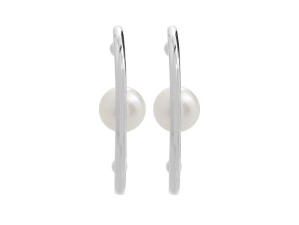 16546 stribrne nausnice puzety s ricni perlou umistenou v kovovem pulkruhu white stribro 925 1000