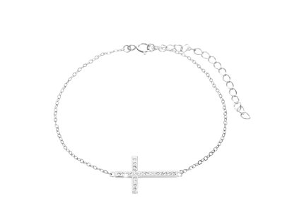 16558 stribrny naramek lezaty krizek s krystaly swarovski crystal stribro 925 1000