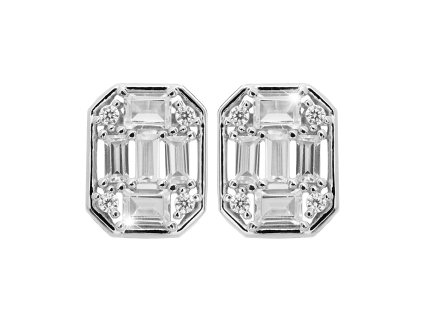 16564 stribrne nausnice puzety zkoseny obdelnik s kubickymi zirkony crystal stribro 925 1000