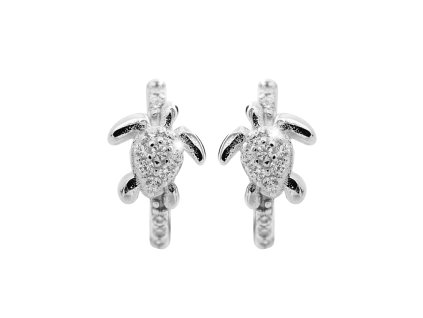 16573 stribrne detske nausnice krouzky zelvicka s kubickymi zirkony crystal stribro 925 1000